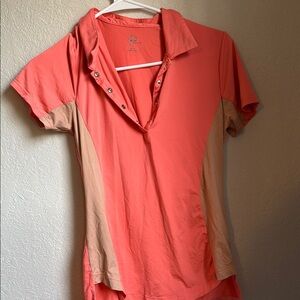 Pink Short Sleeve Fitted Polo Button Down Shirt